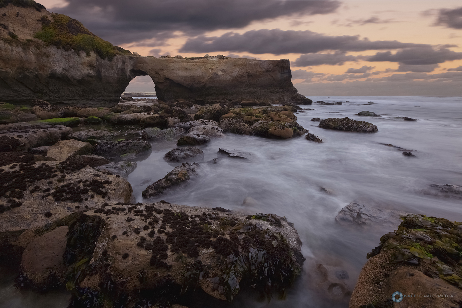 Sunrise at Arch Rock in Santa Cruz along California Coastline Pacific Coast HWY 1, California