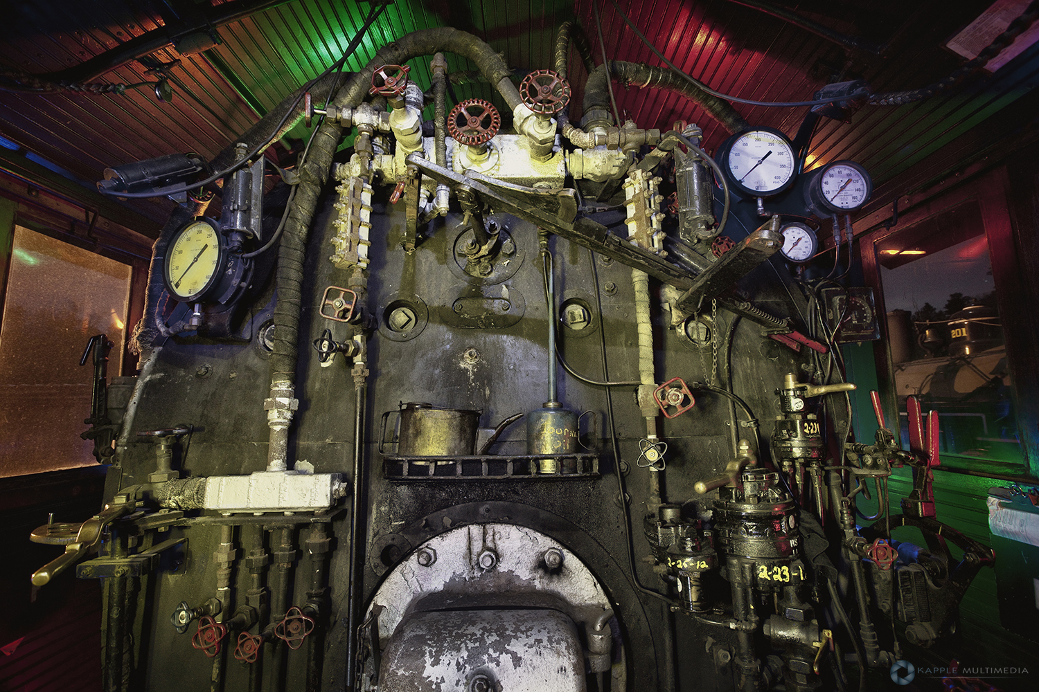 Interior view of a Steam Locomotive, Texas State Railroad, 1881, Rusk Texas