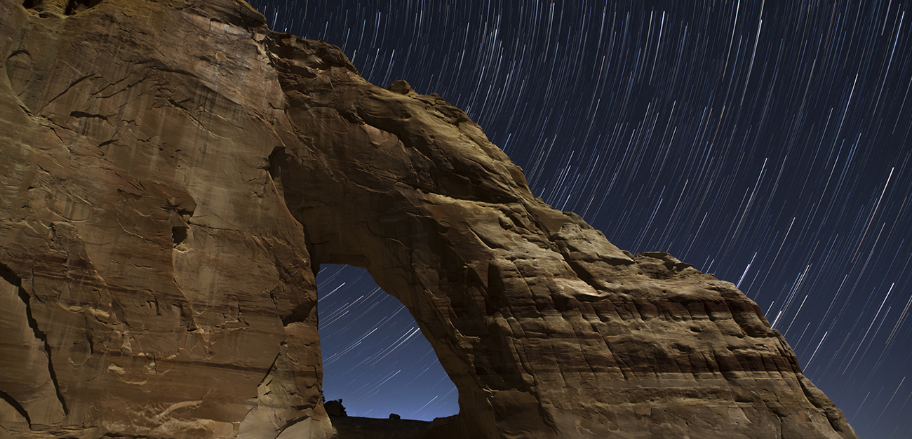 White Mesa Arch at night, Arizona